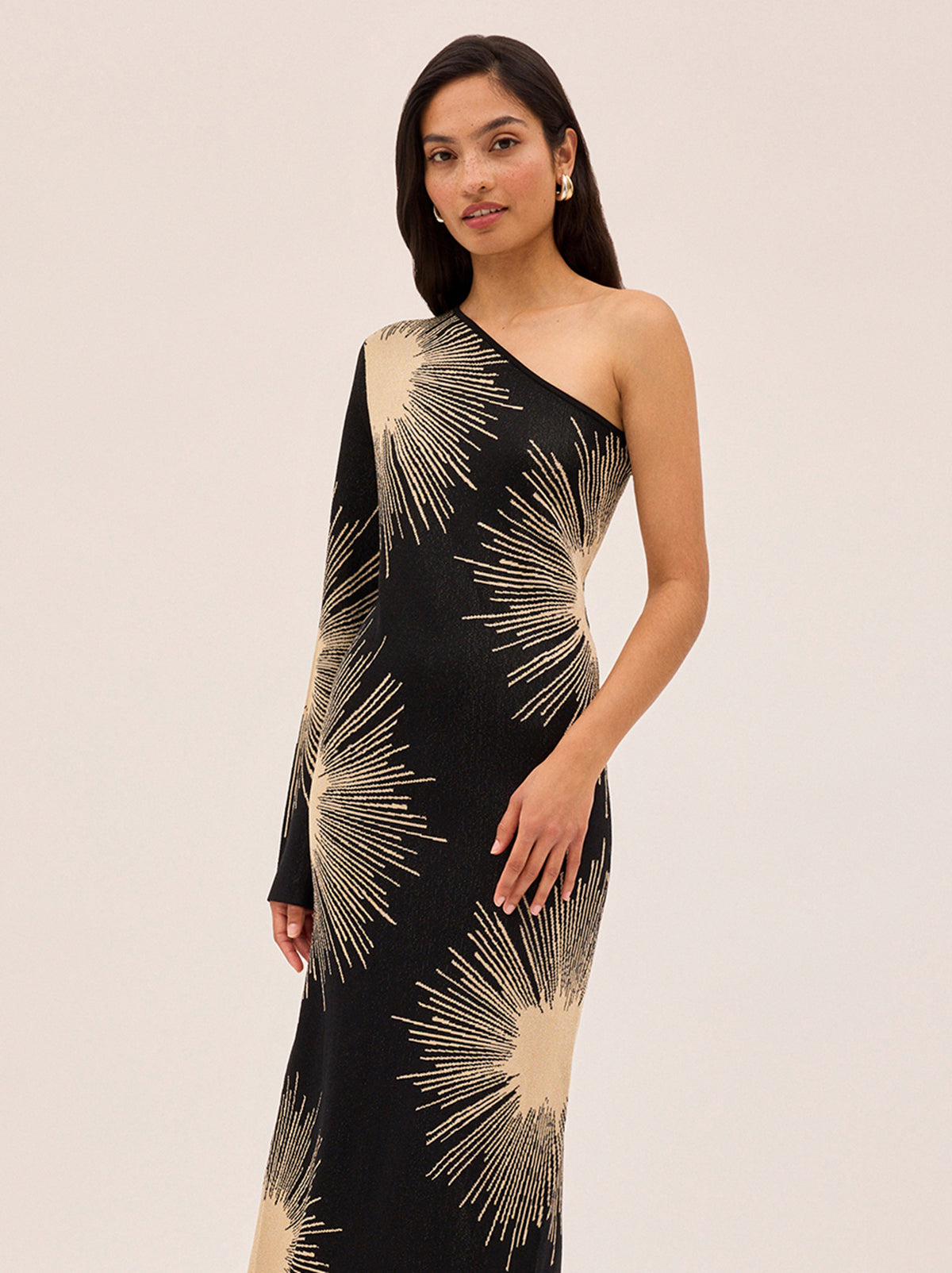 Esme Sunburst Lurex One Shoulder Dress