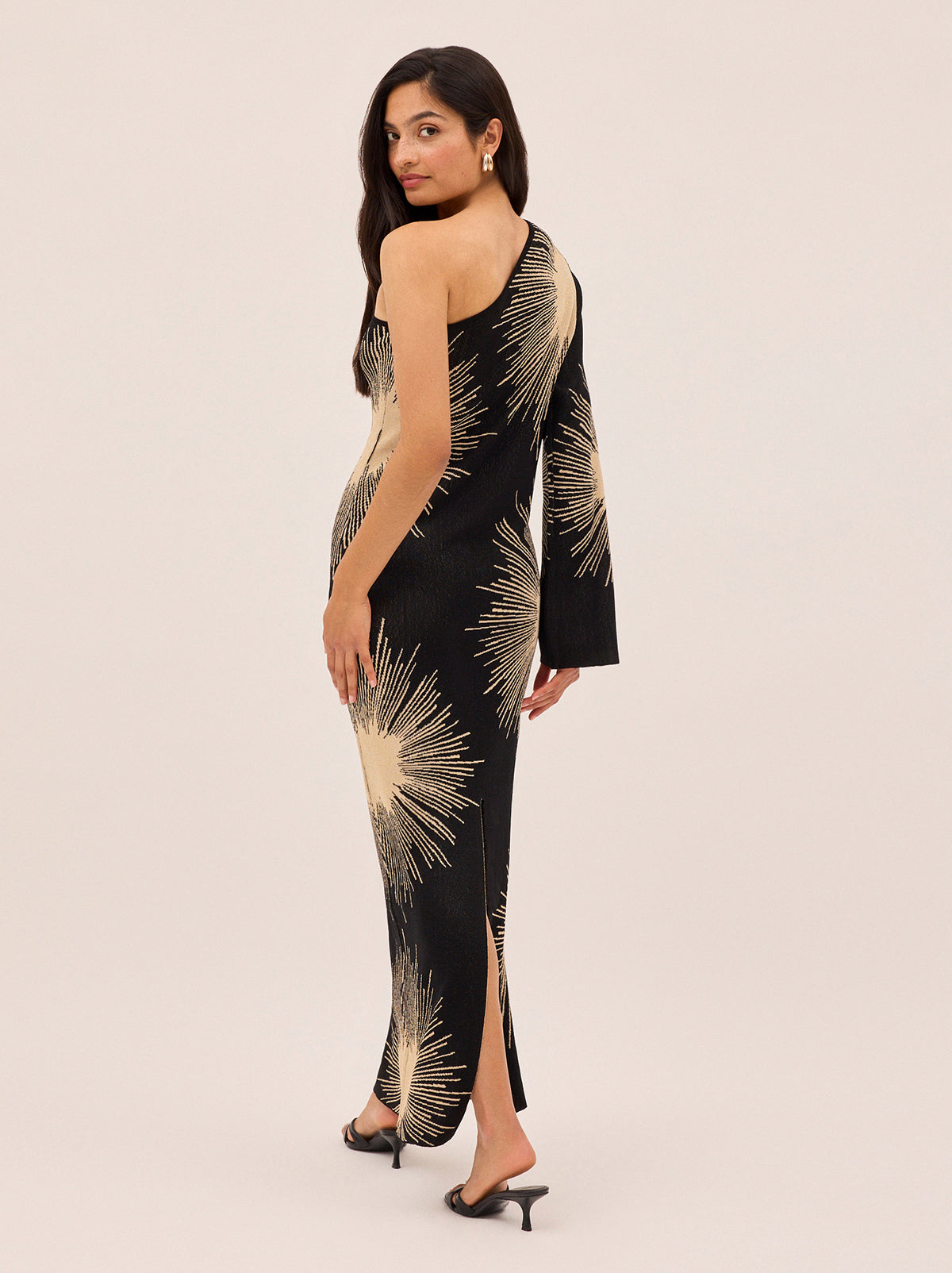 Esme Sunburst Lurex One Shoulder Dress