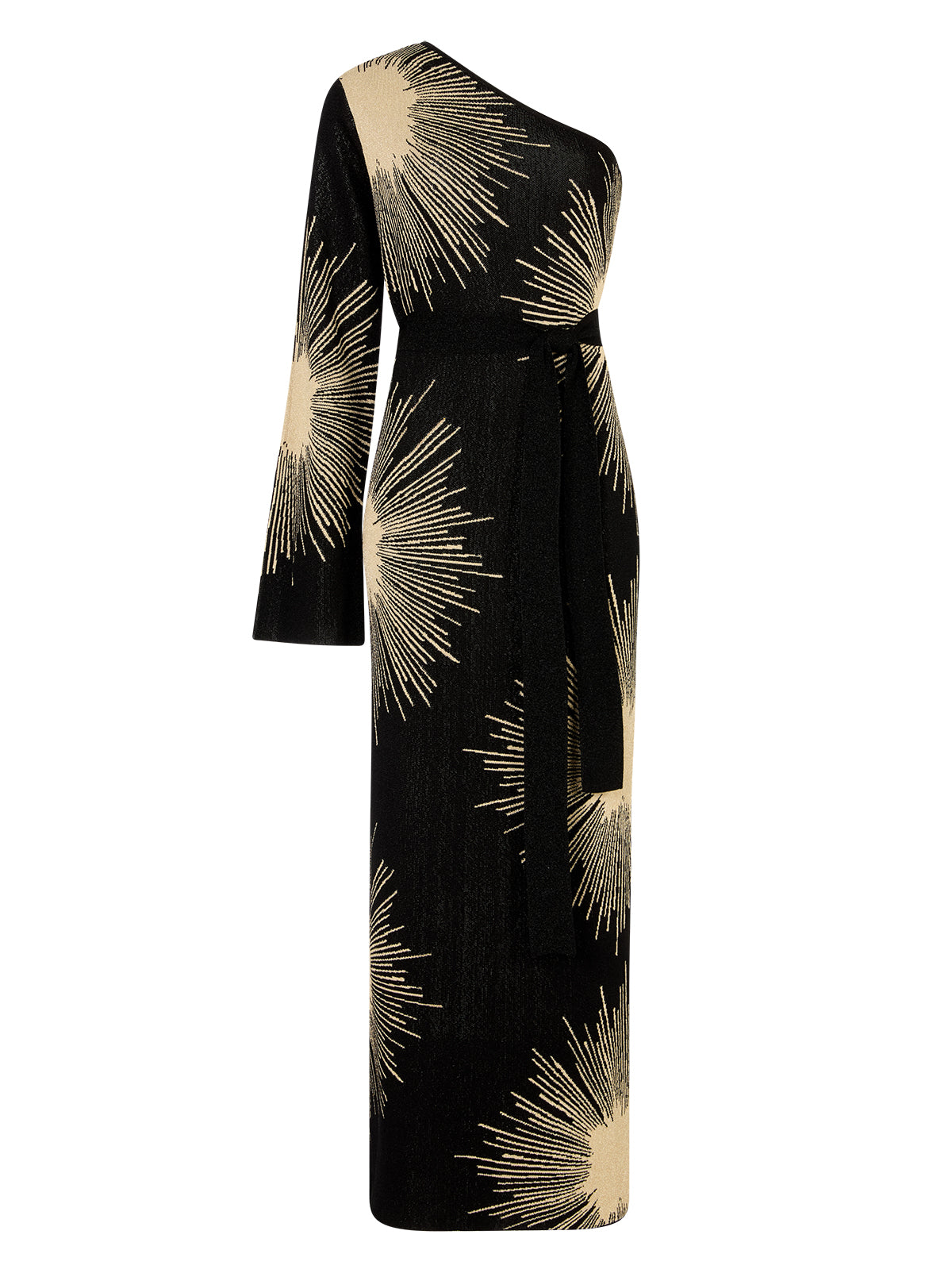 Esme Sunburst Lurex One Shoulder Dress