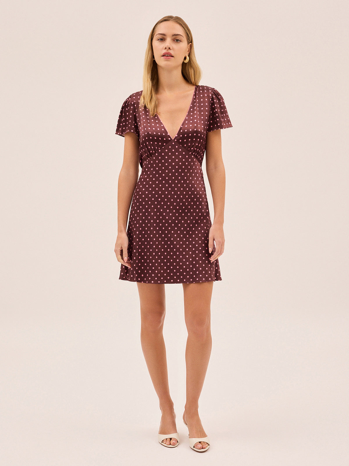 Florence Brown Pin Dot Print Dress