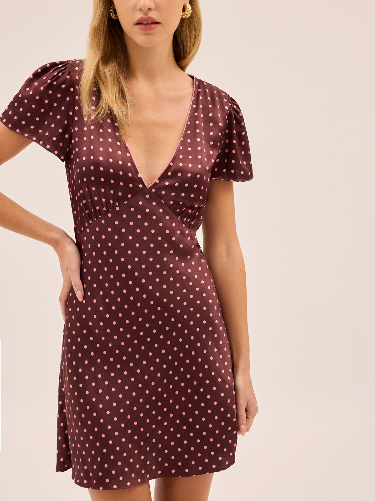 Florence Brown Pin Dot Print Dress