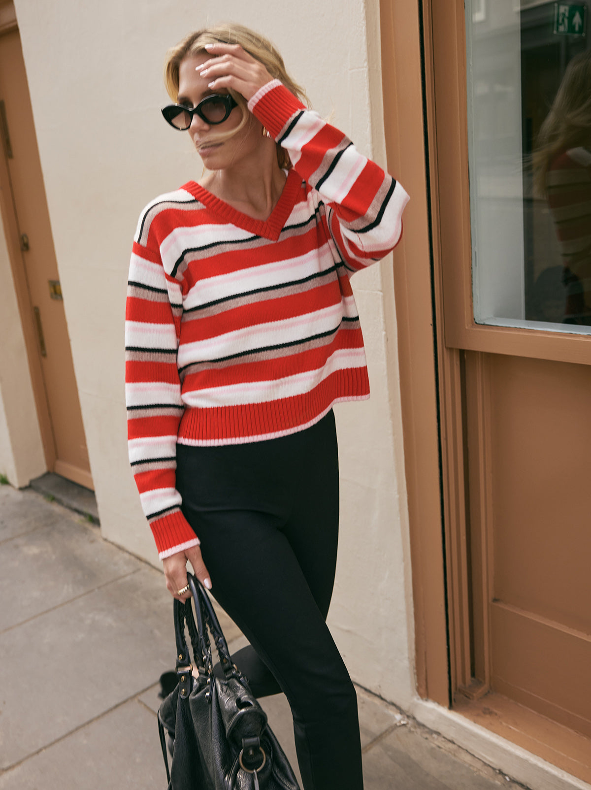 Francis Wool-Blend Striped V-neck Jumper