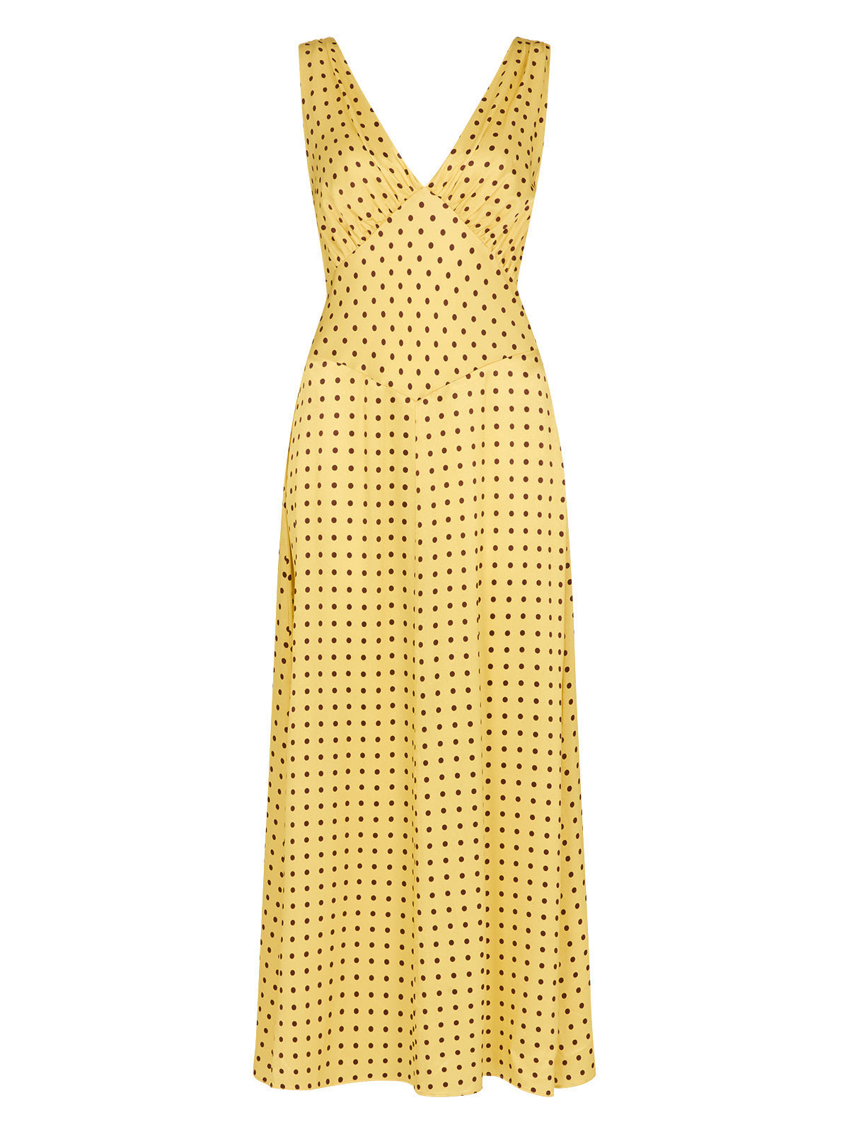 Gaia Yellow Pin Dot Print Dress