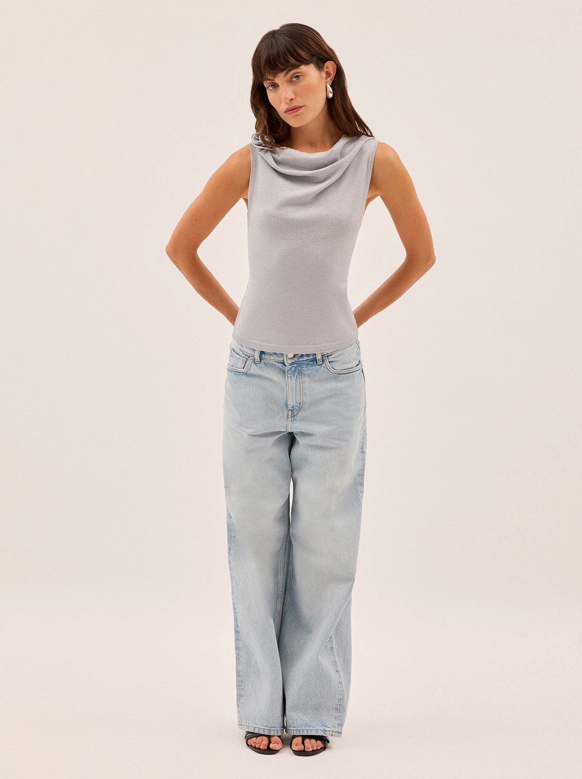 Genevive Silver Knit Top