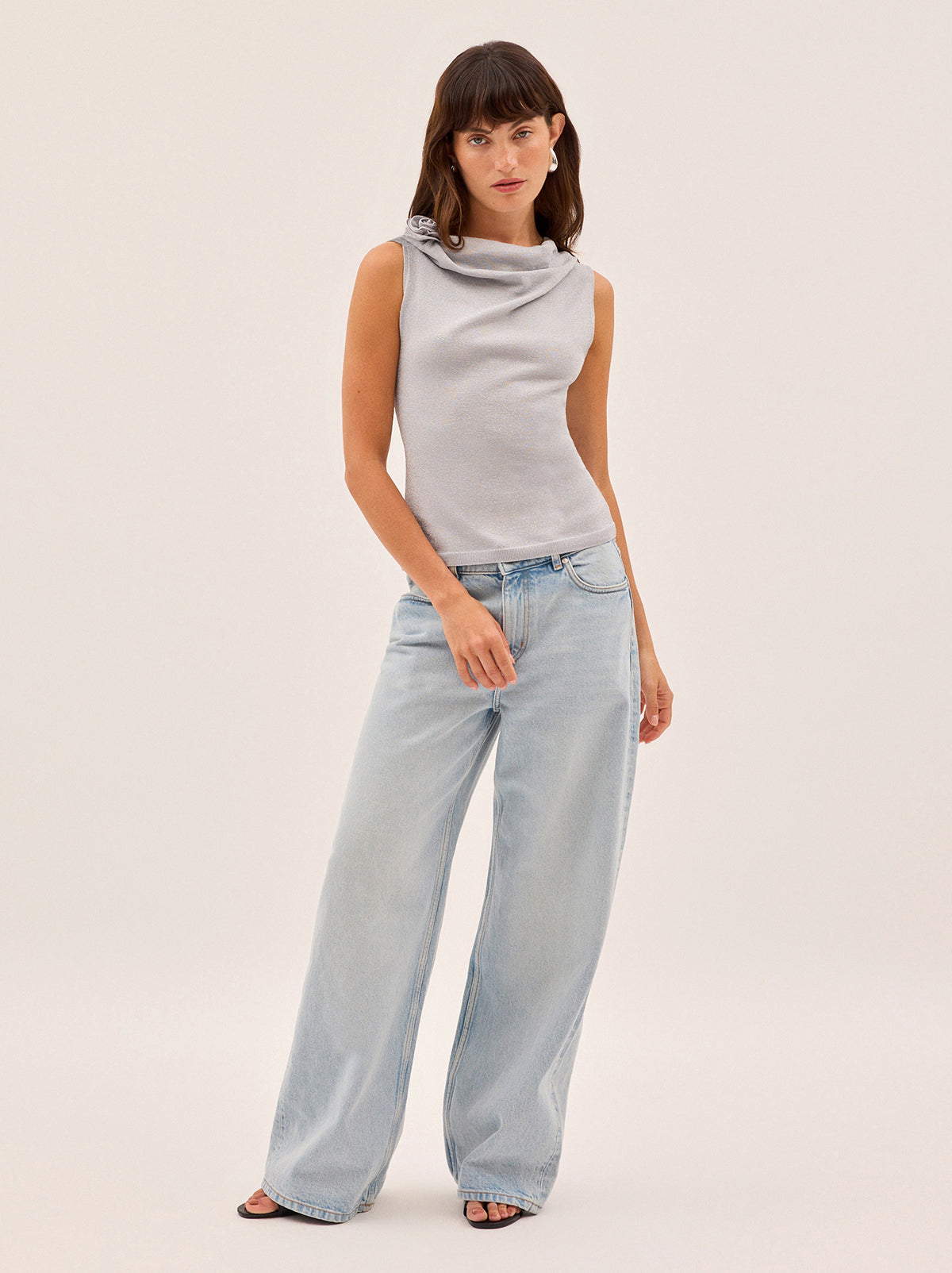 Genevive Silver Knit Top