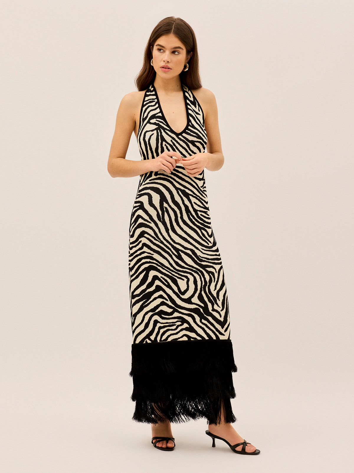 Georgia Zebra Knit Halter Dress