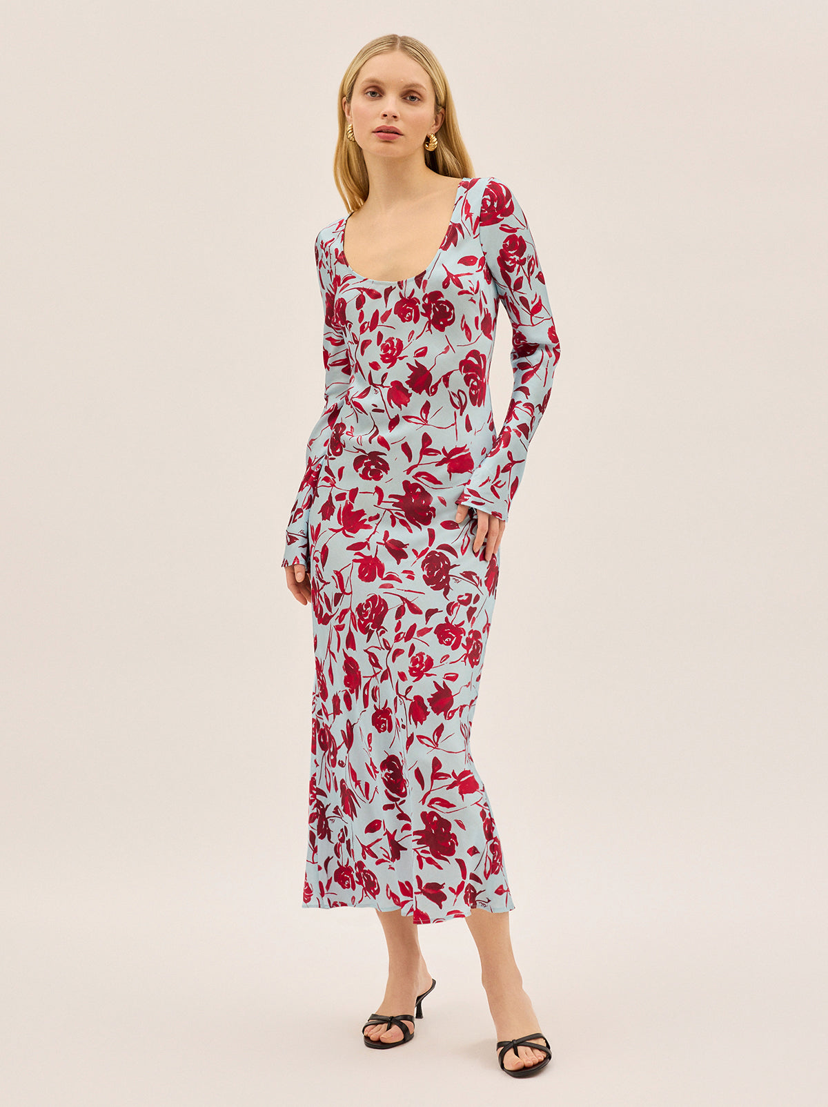 Gia Blue Rose Print Dress