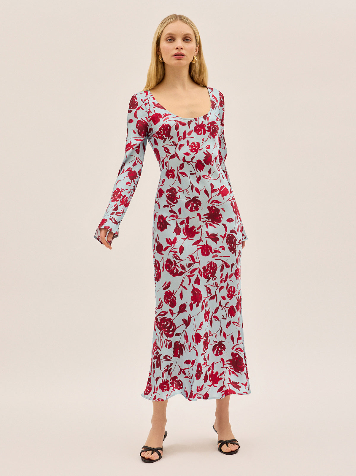 Gia Blue Rose Print Dress
