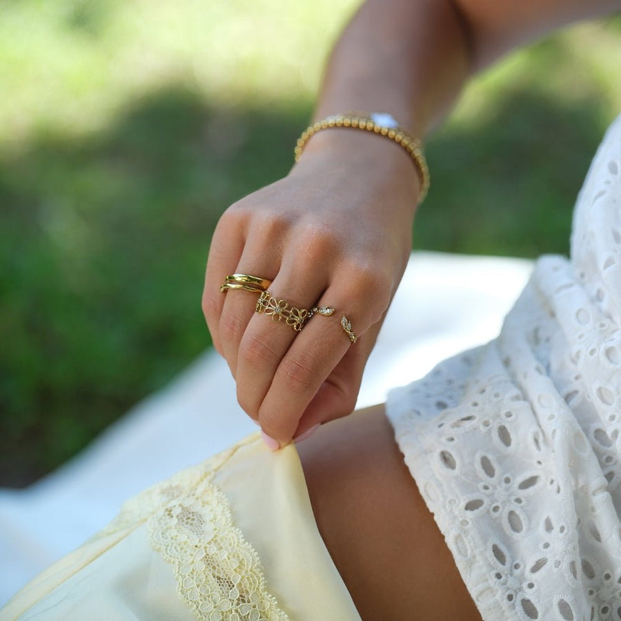 Golden Wildflower Infinity Ring