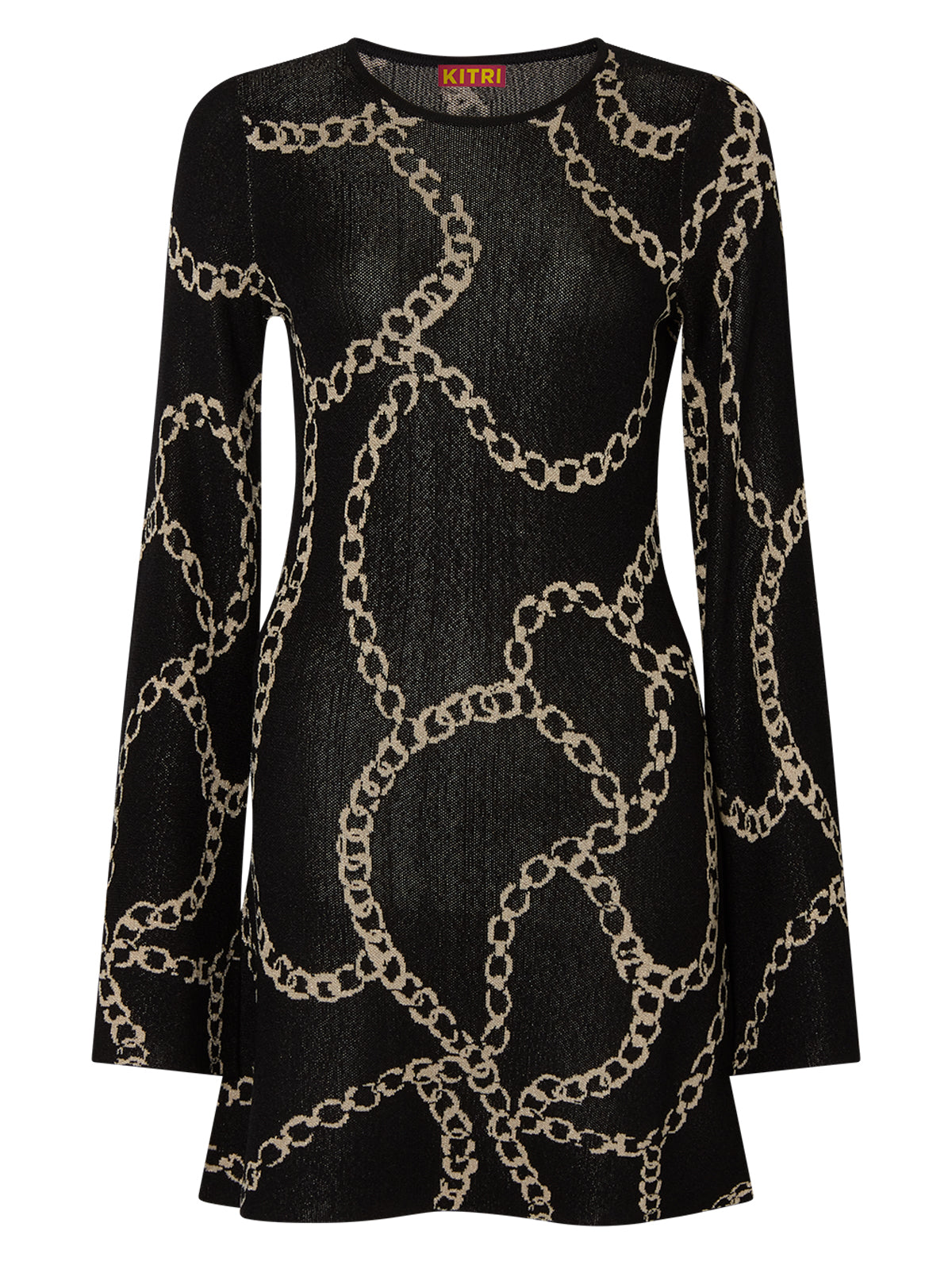 Greta Black Chain Lurex Knit Mini Dress