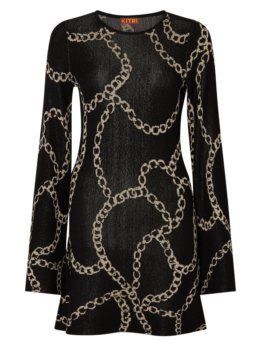Greta Black Chain Lurex Knit Mini Dress