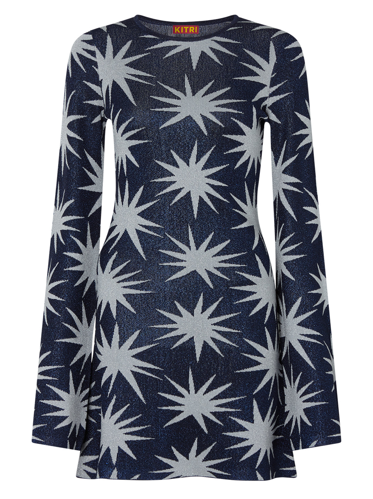 Greta Navy Star Lurex Knit Mini Dress