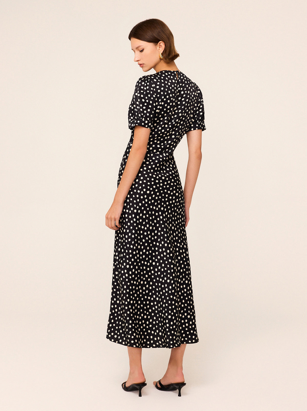 Gwendolyn Black Polka Dot Print Dress