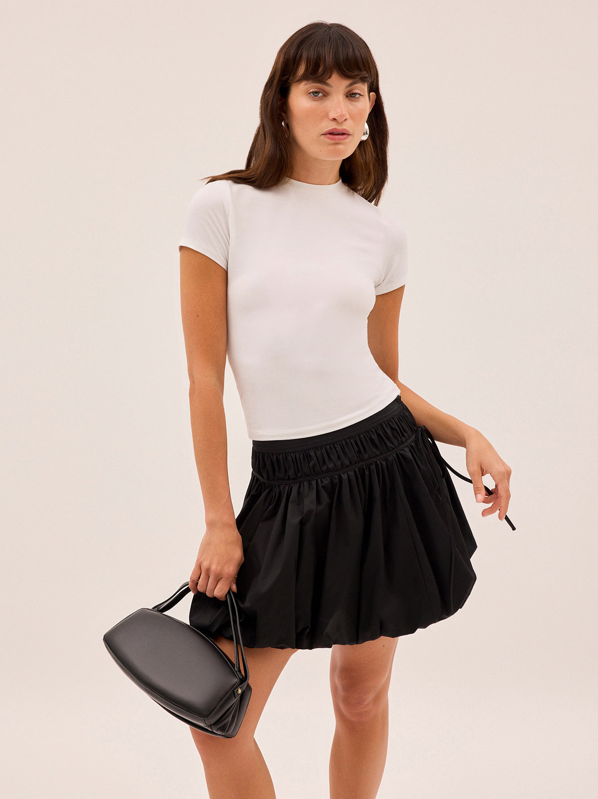 Hadley Black Cotton Mini Bubble Skirt
