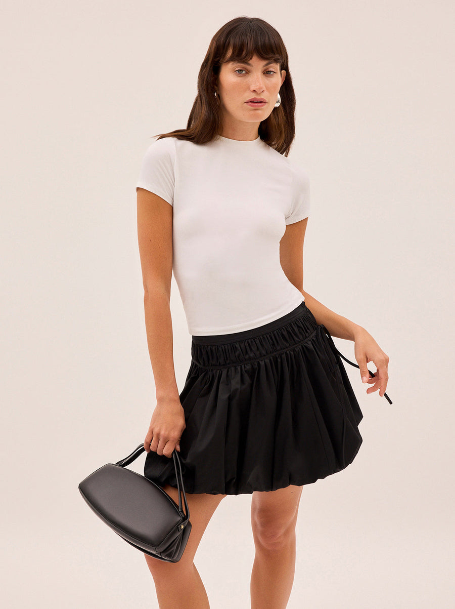 Hadley Black Cotton Mini Bubble Skirt