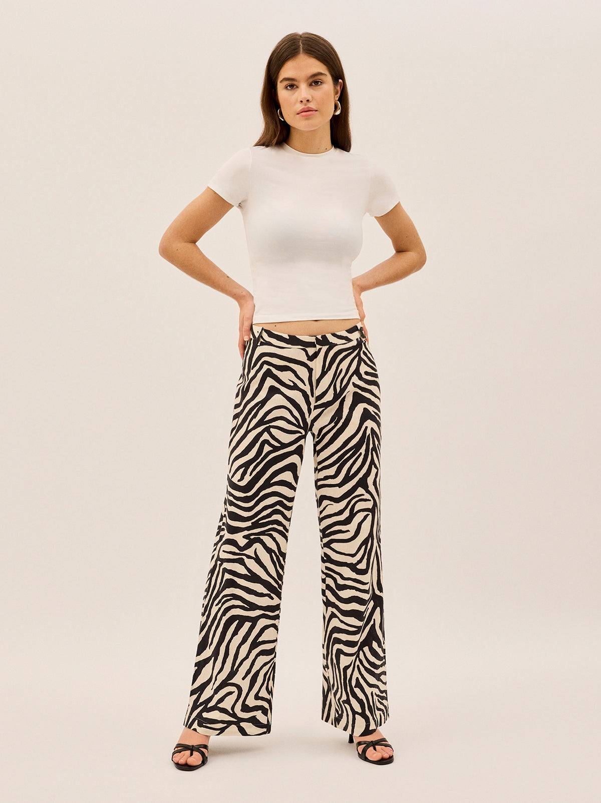 Helena Zebra Print Low Rise Tailored Trousers