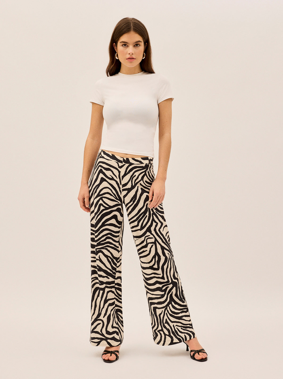 Helena Zebra Print Low Rise Tailored Trousers