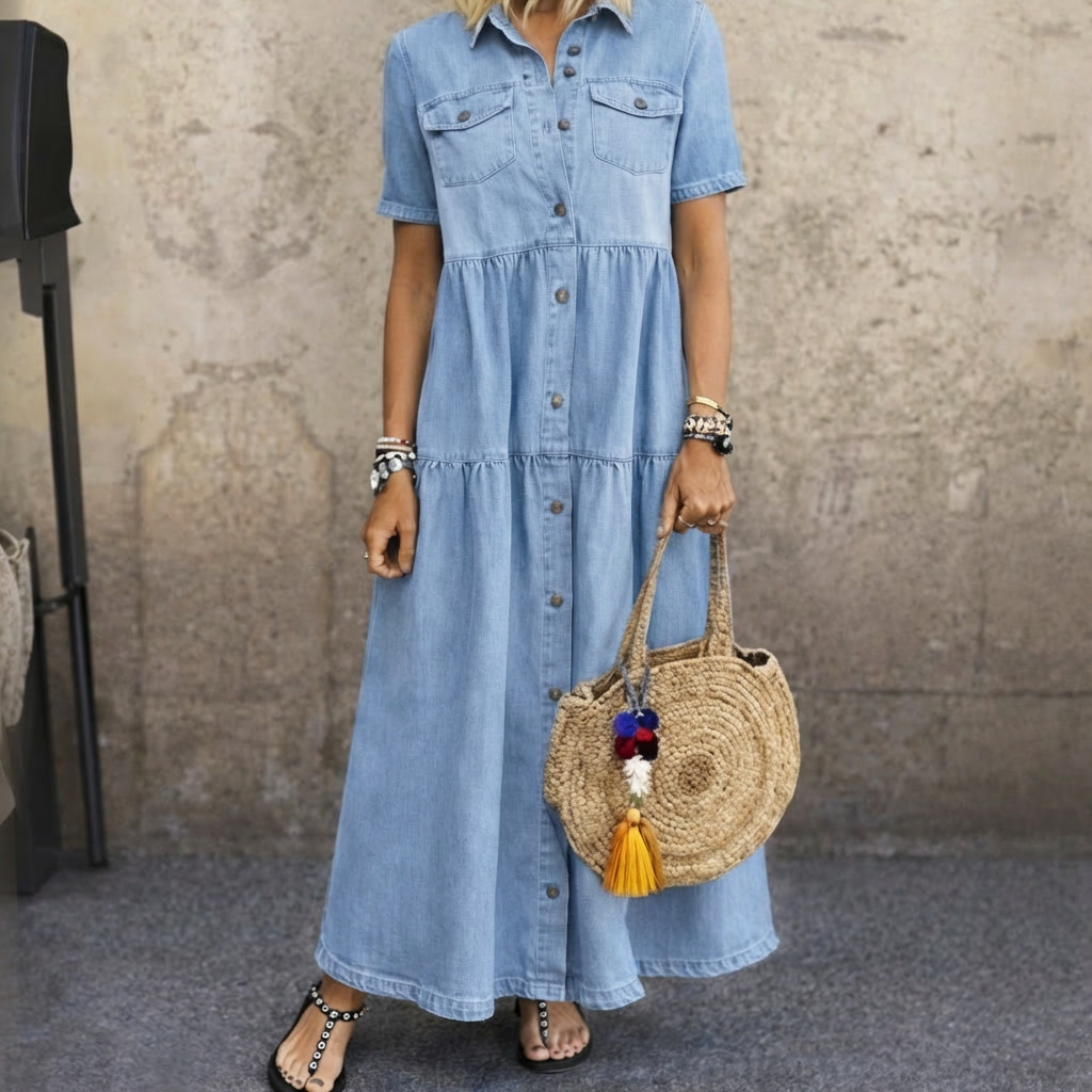 Elizabeth Button-front Midi Dress
