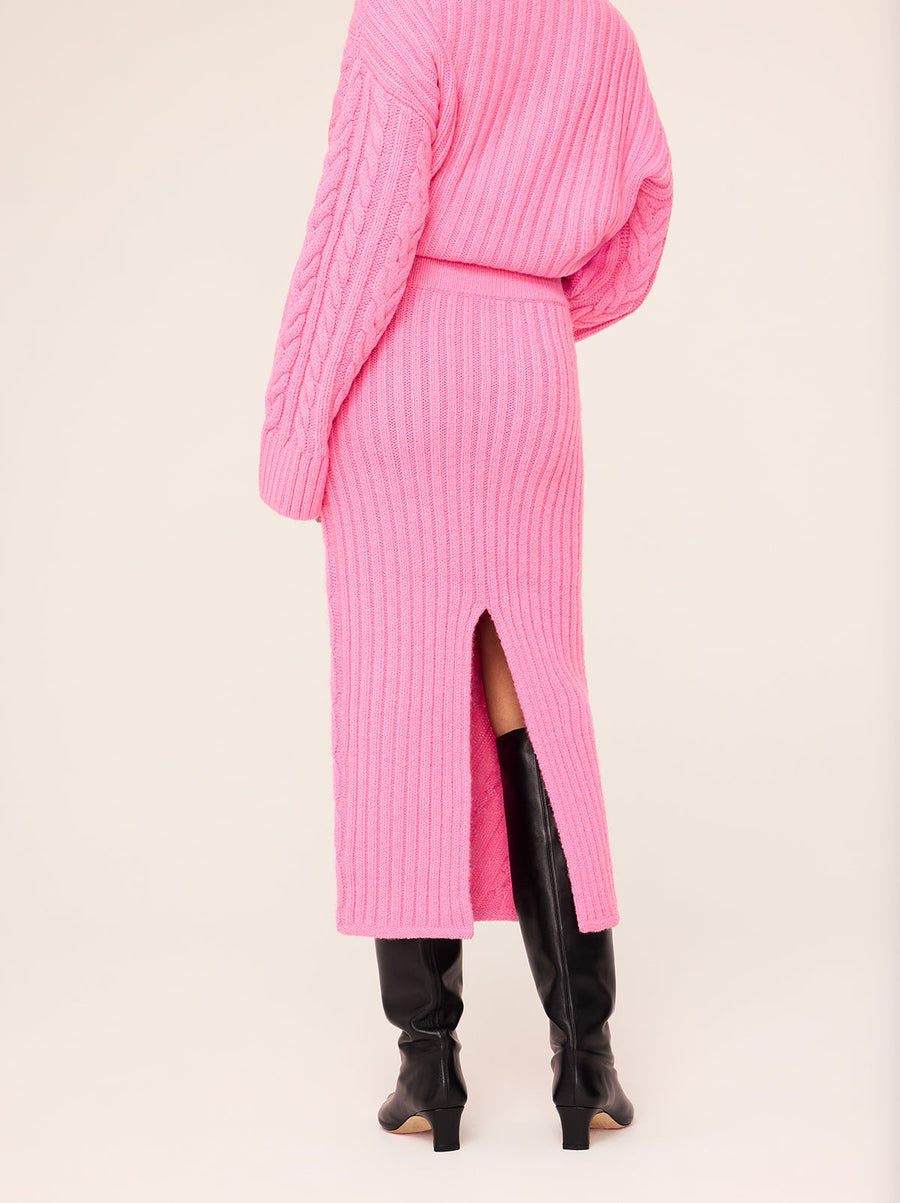 Imelda Pink Cable Knit Midi Skirt