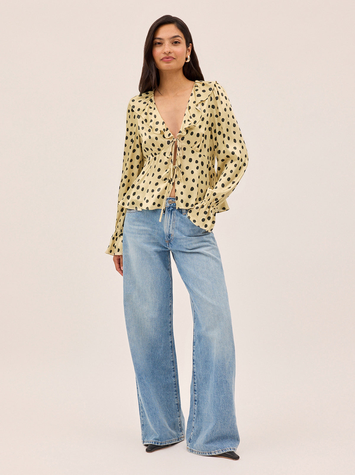 Ione Butter Polka Dot Satin Top