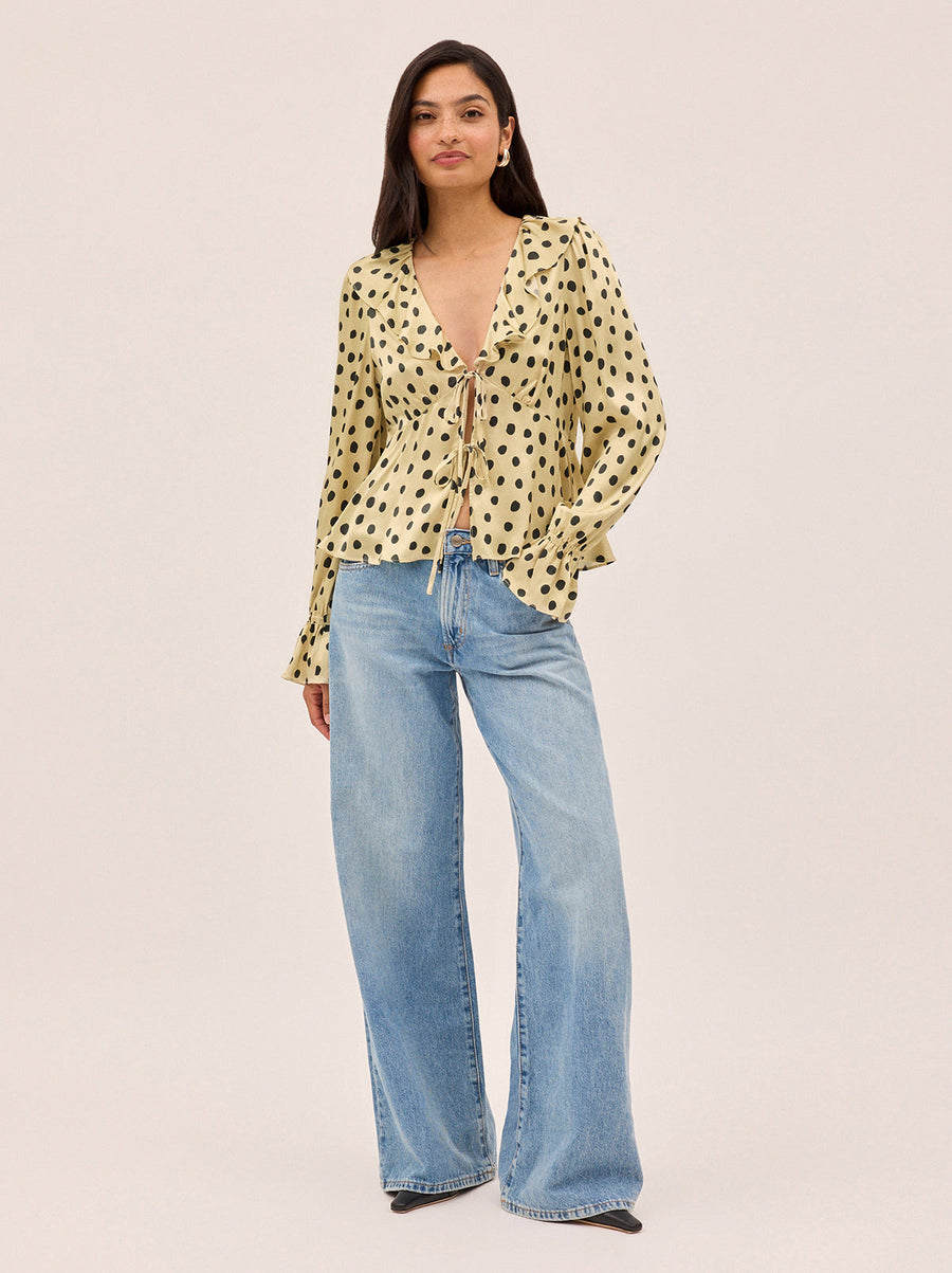 Ione Butter Polka Dot Satin Top