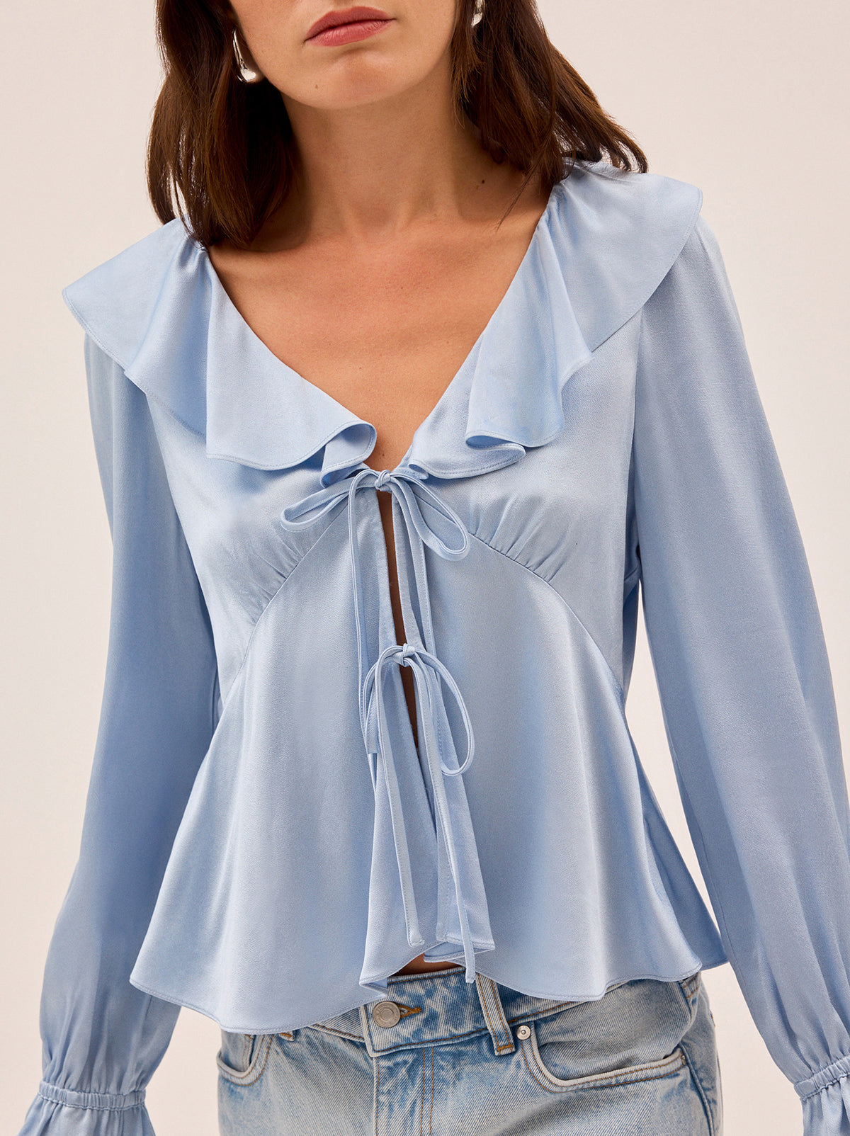 Ione Powder Blue Satin Top
