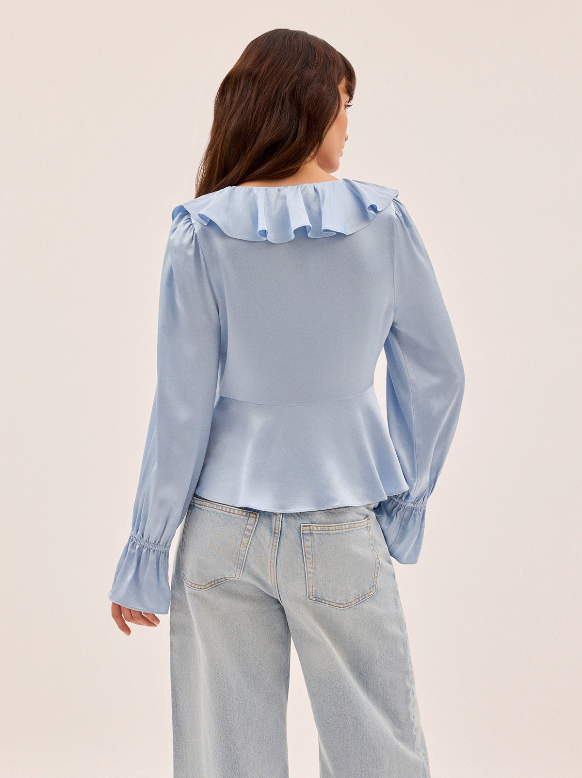 Ione Powder Blue Satin Top