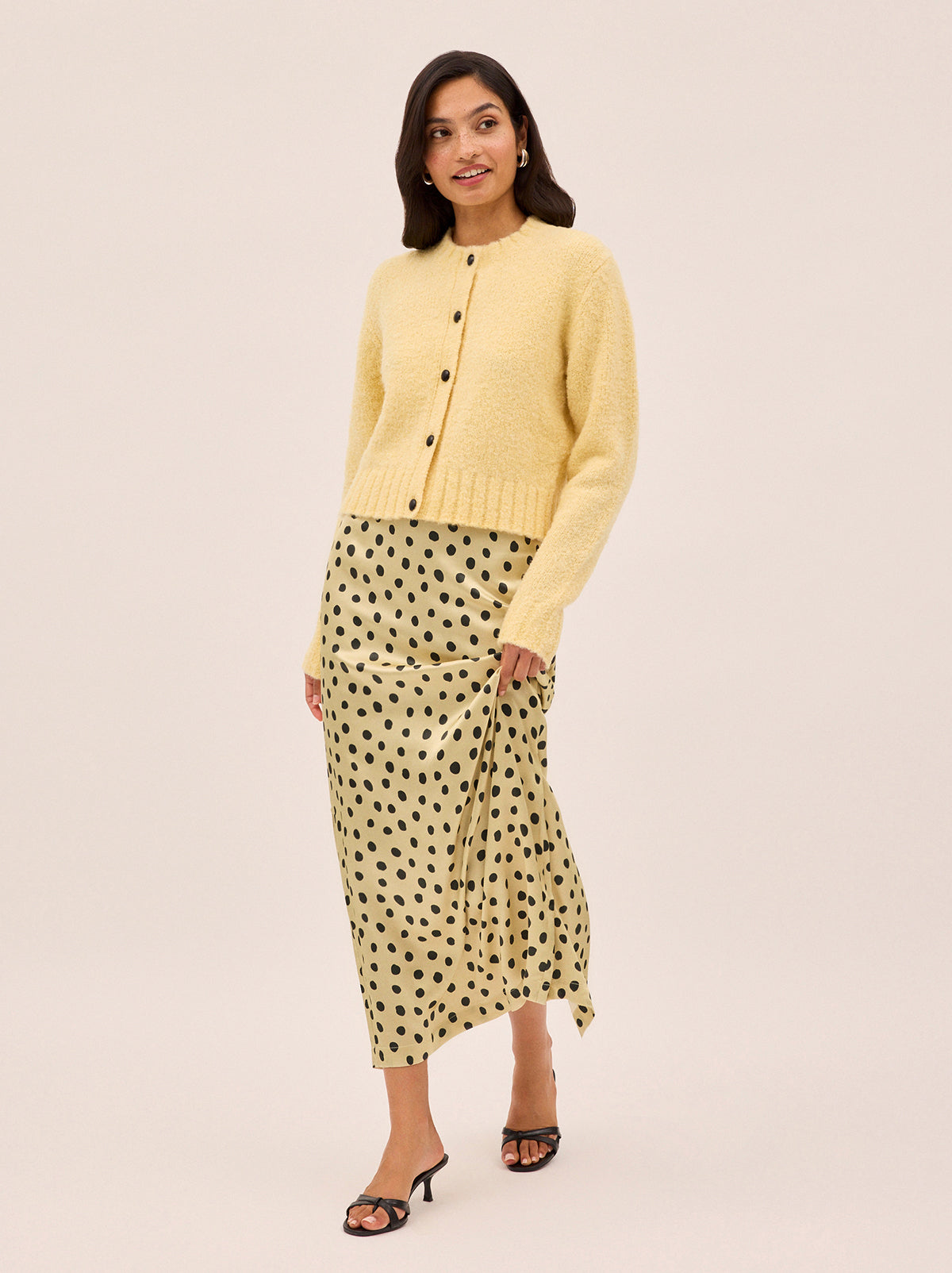 Isla Light Yellow Bouclé Knit Cardigan