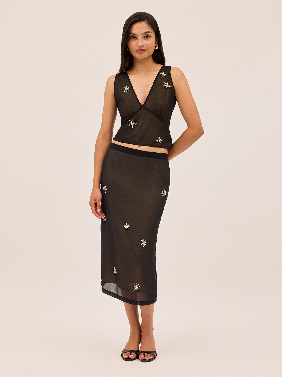 Cat Black Embellished Top