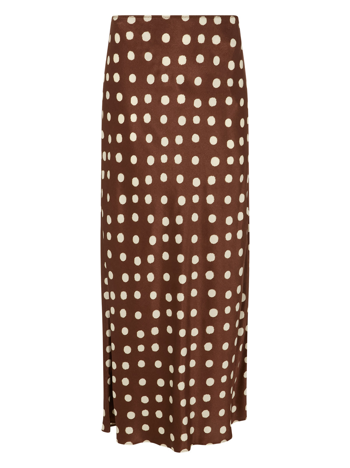 Joni Chocolate Blurred Polka Dot Print Maxi Skirt
