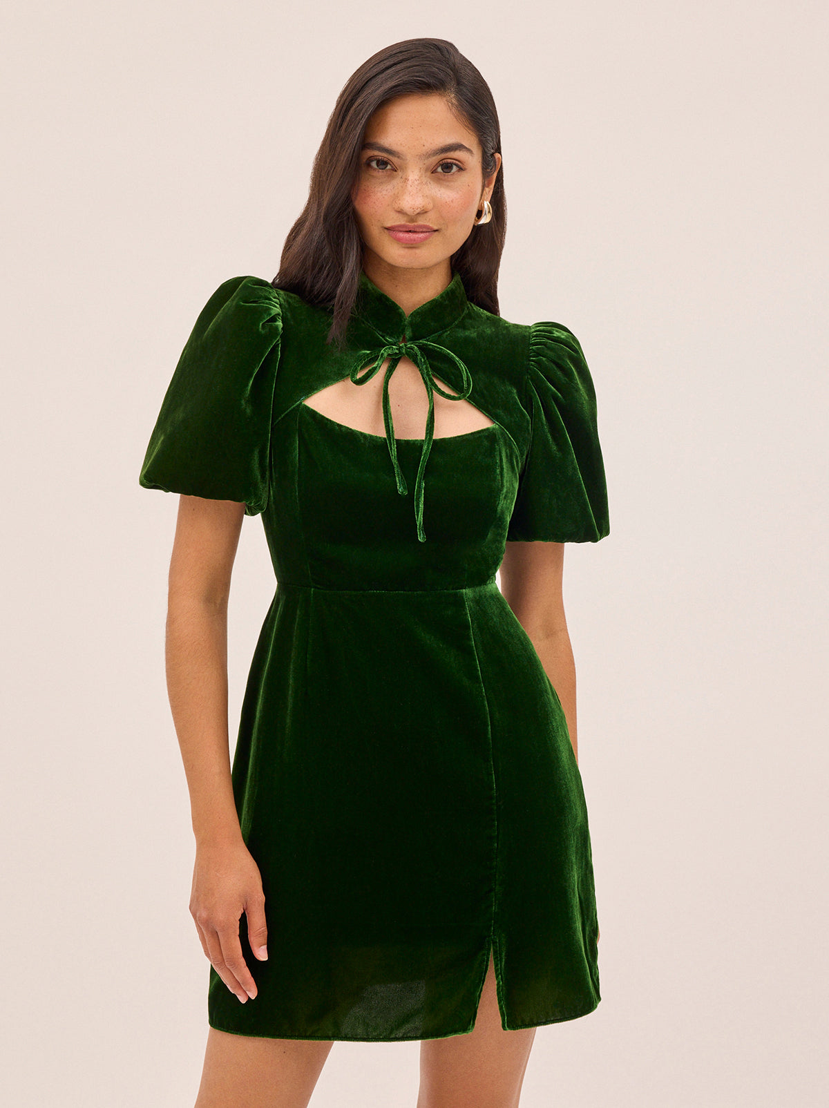 Josette Green Velvet Mini Dress