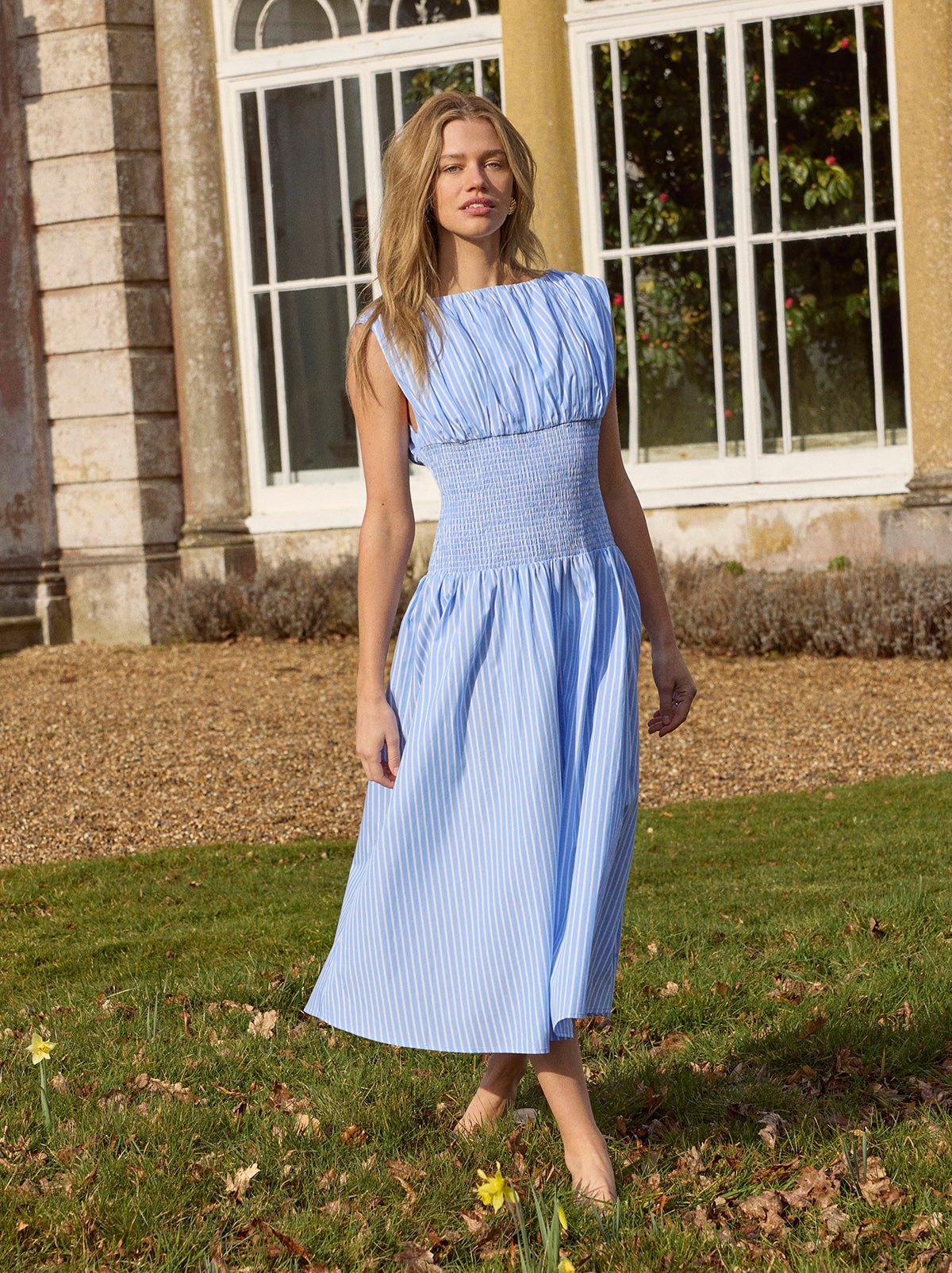 Julia Blue Striped Cotton Dress