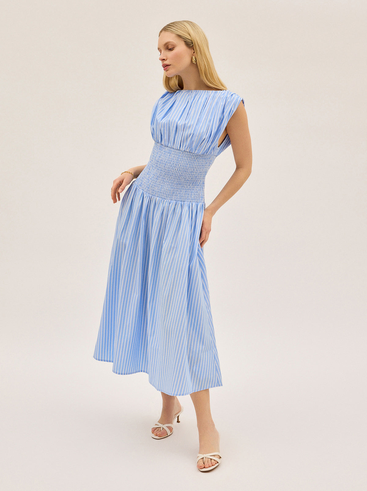 Julia Blue Striped Cotton Dress