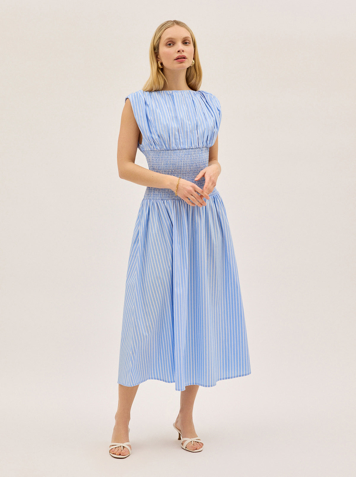 Julia Blue Striped Cotton Dress