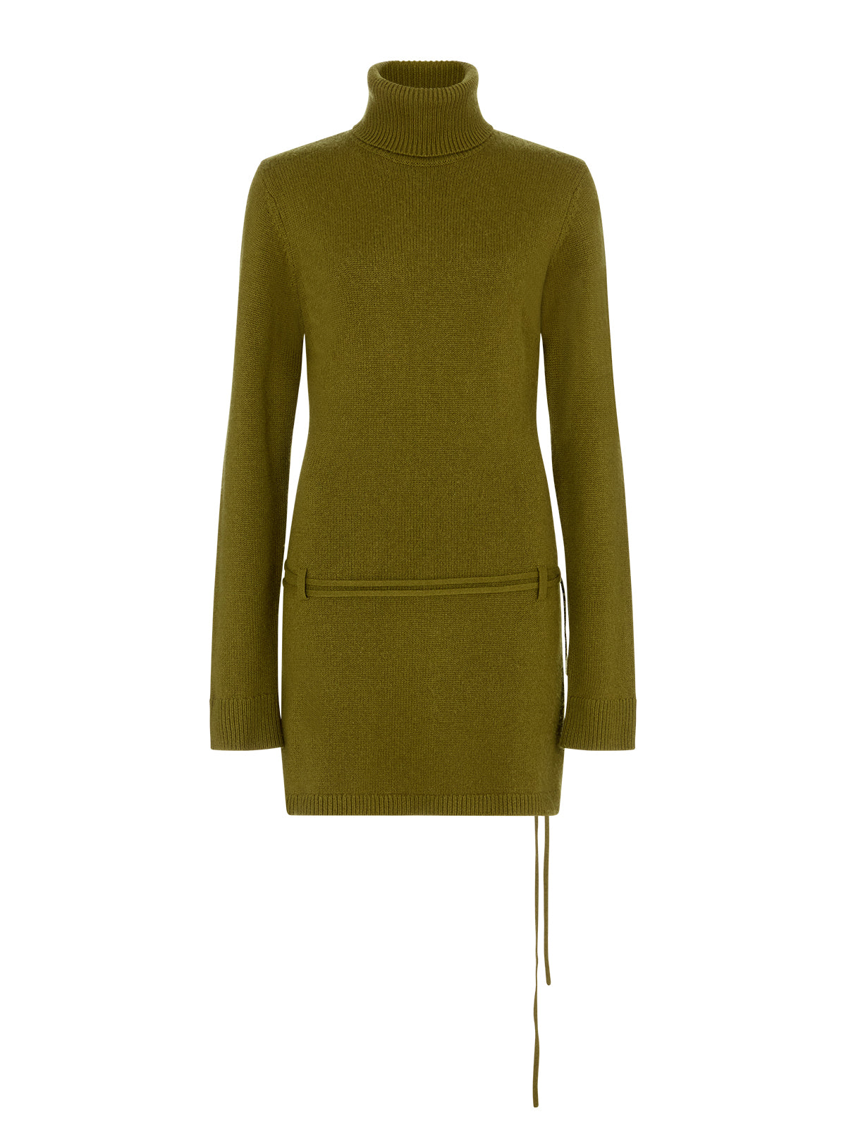 Juno Olive Wool-Blend Roll Neck Mini Dress