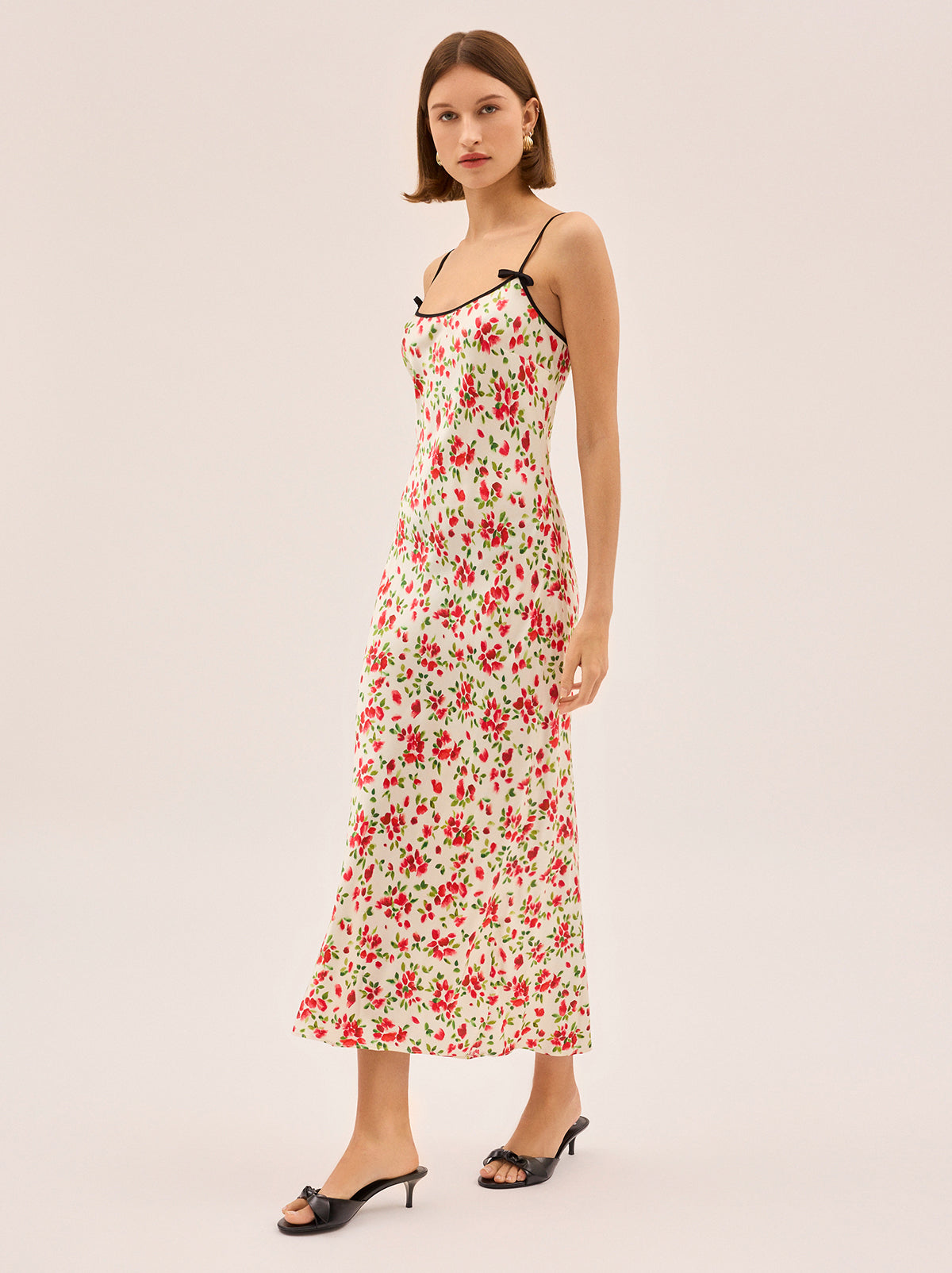 Karla Red Petal Print Dress