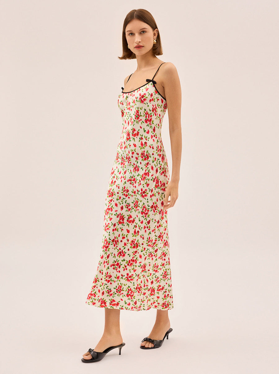 Karla Red Petal Print Dress