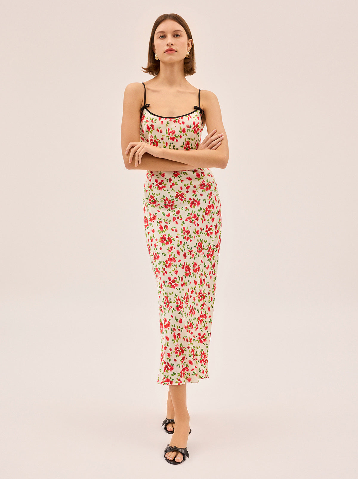 Karla Red Petal Print Dress