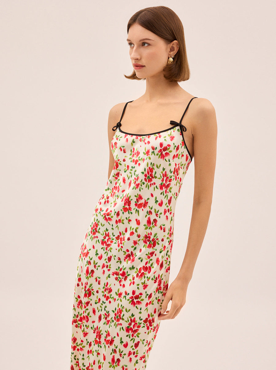 Karla Red Petal Print Dress