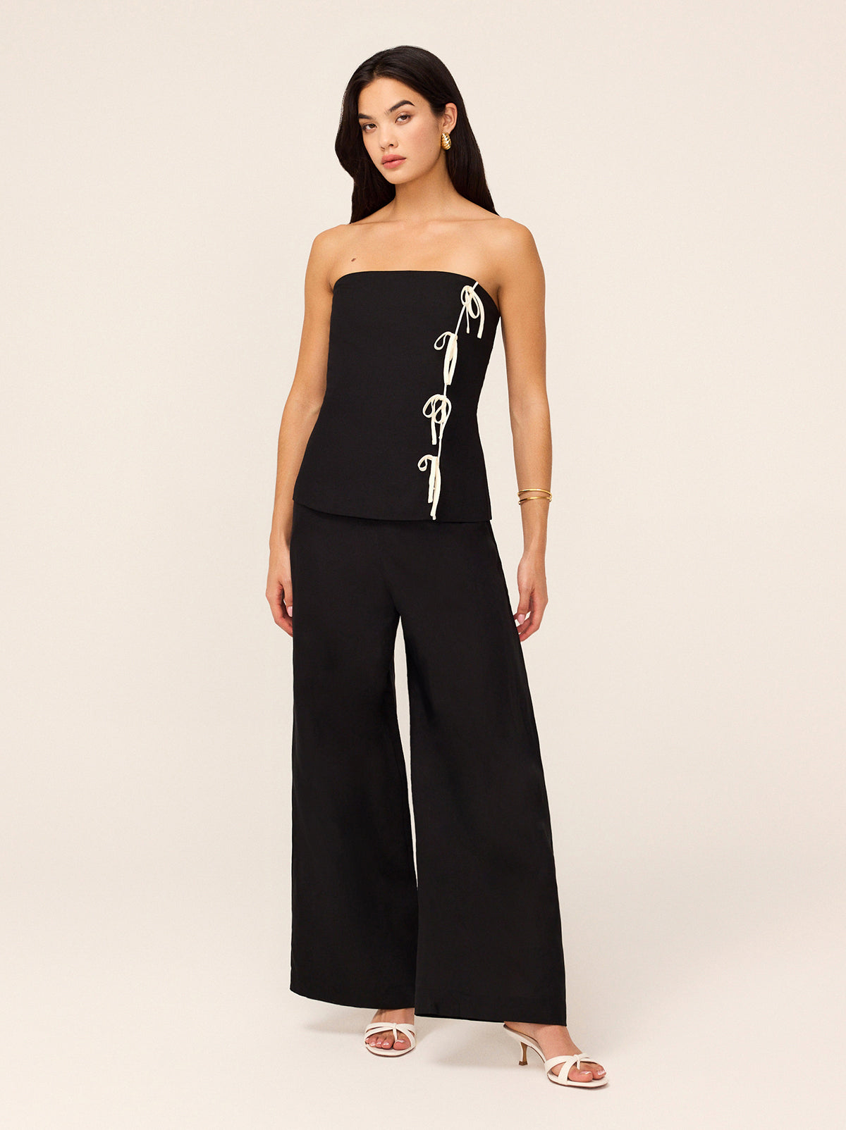 Katherine Black Linen Blend Strapless Top