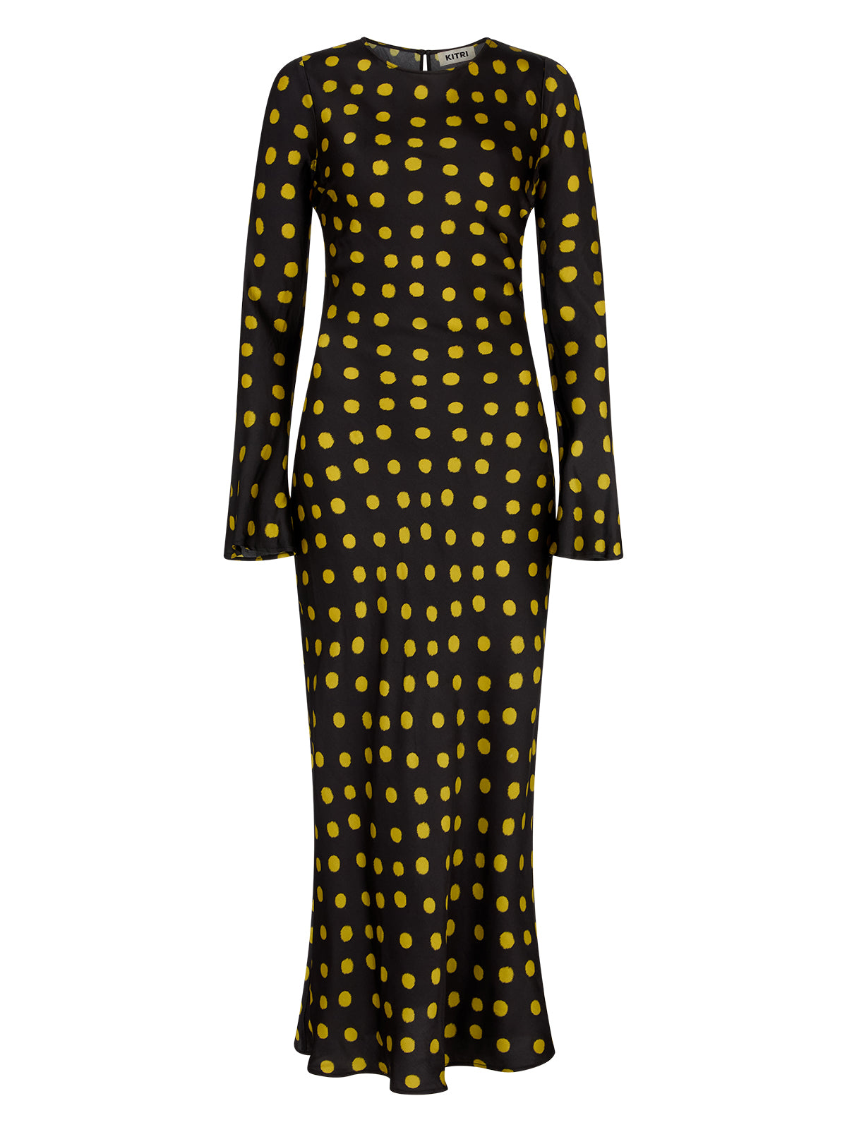 Keira Black Polka Dot Satin Dress
