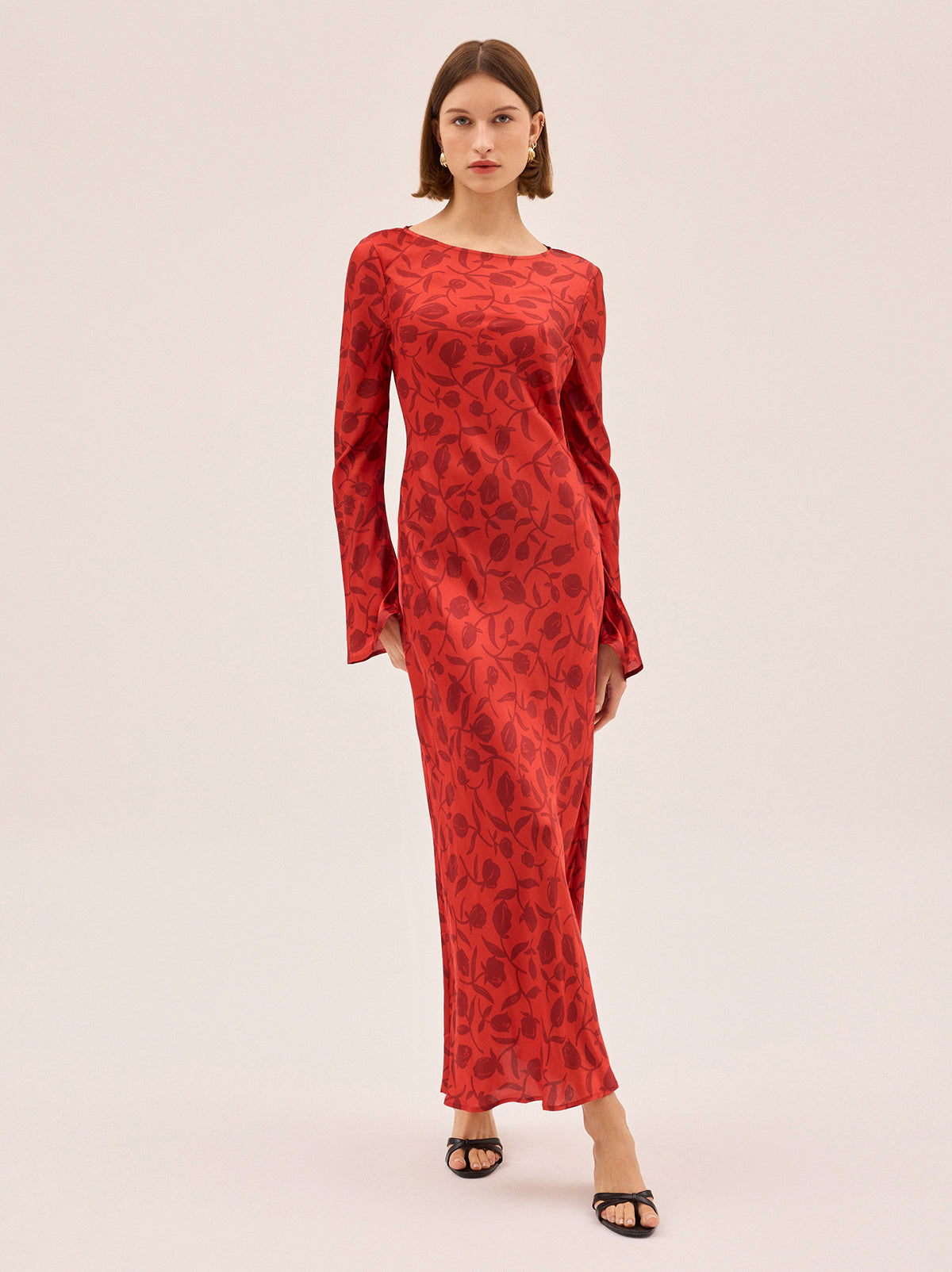 Keira Red Tulip Print Maxi Dress