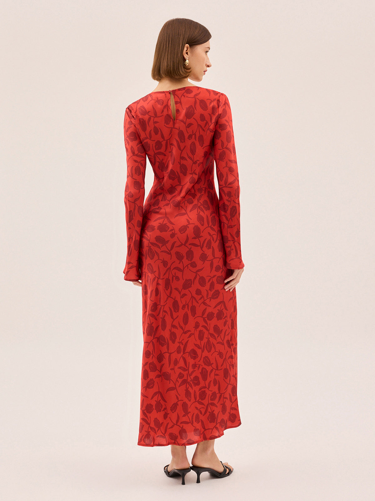 Keira Red Tulip Print Maxi Dress