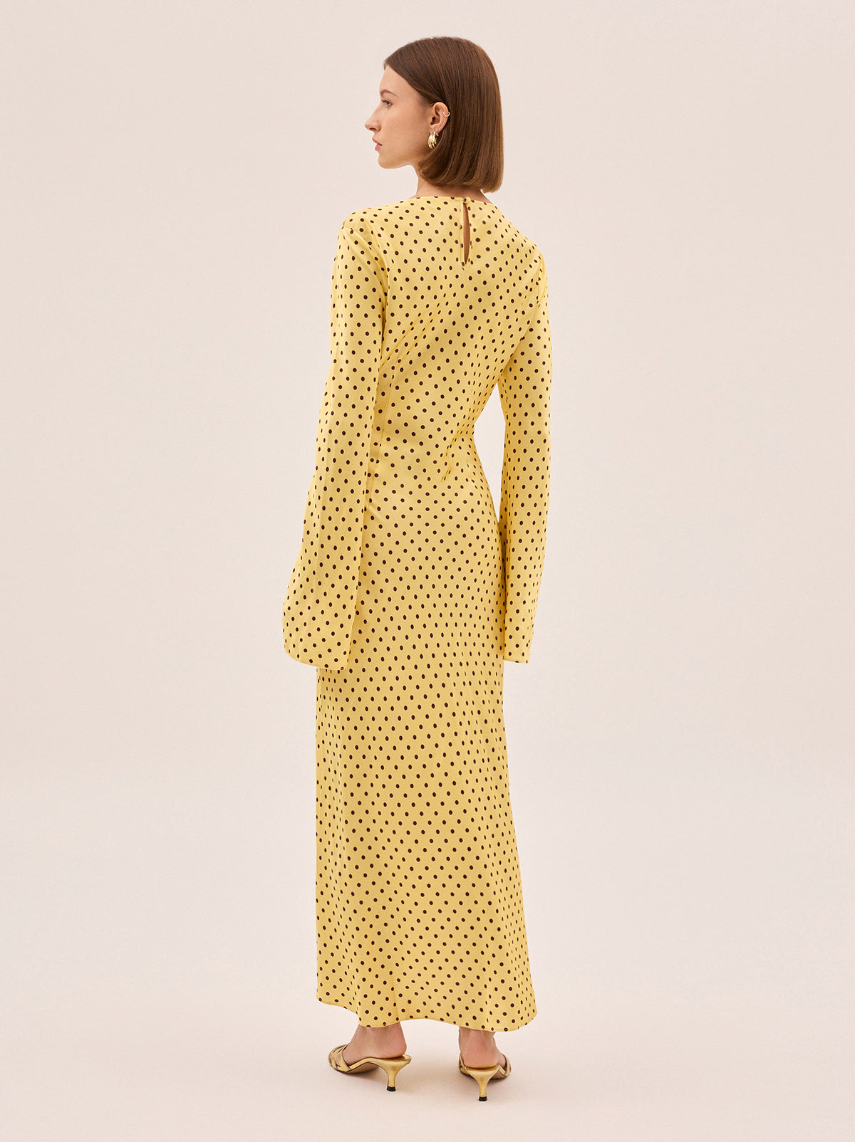 Keira Yellow Pin Dot  Print Dress