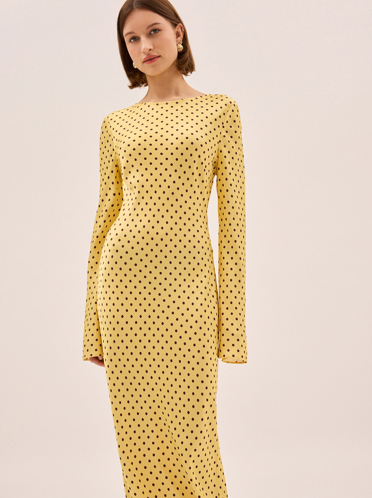 Keira Yellow Pin Dot  Print Dress