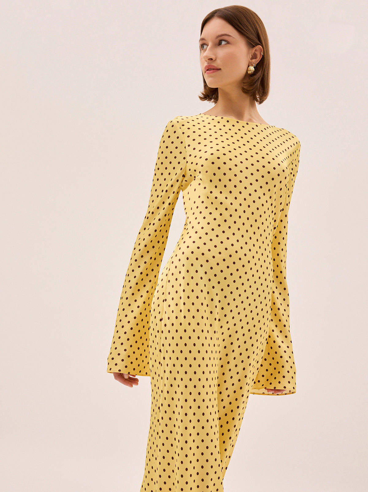Keira Yellow Pin Dot  Print Dress