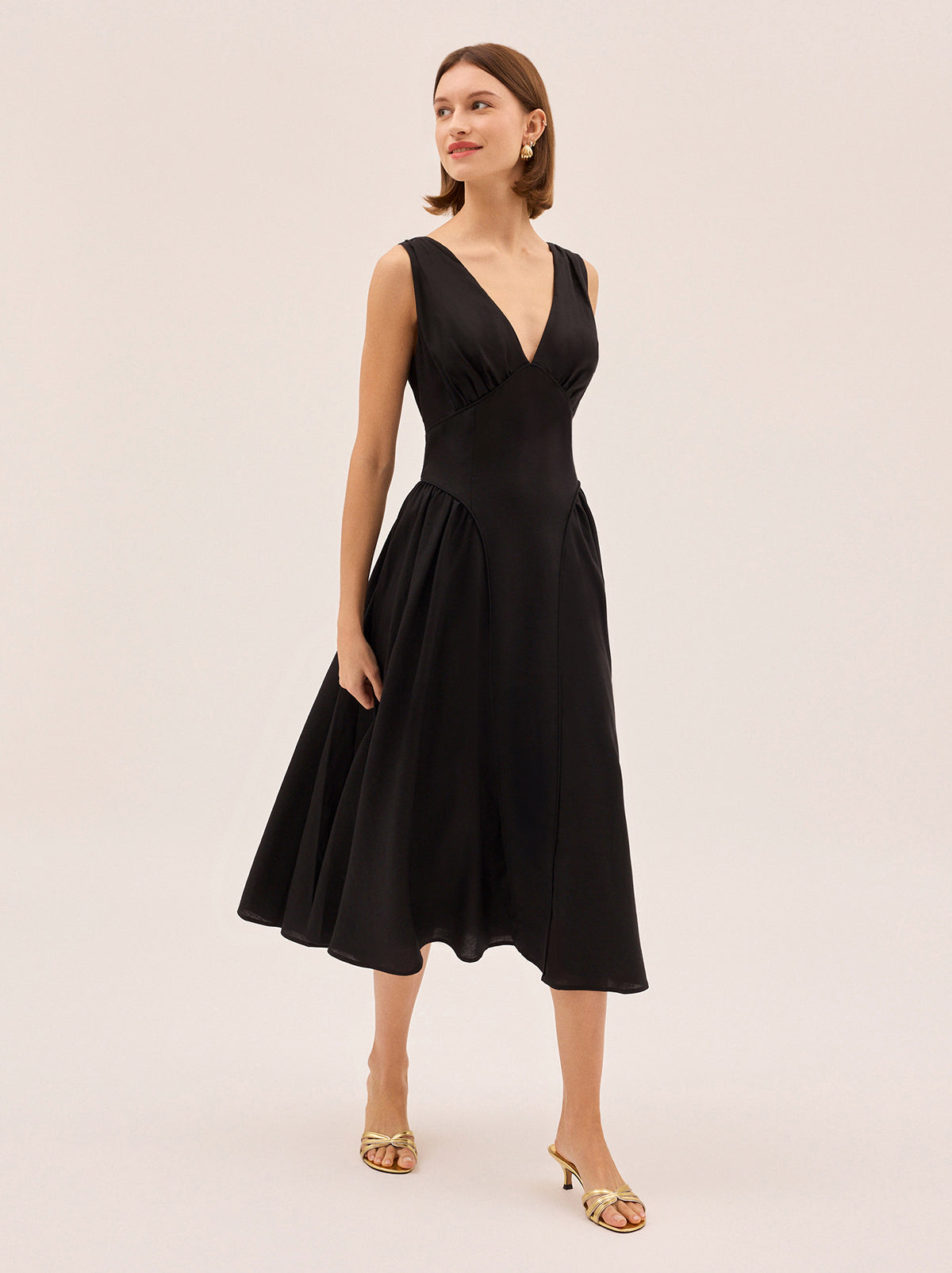 Laura Black Linen Blend Dress