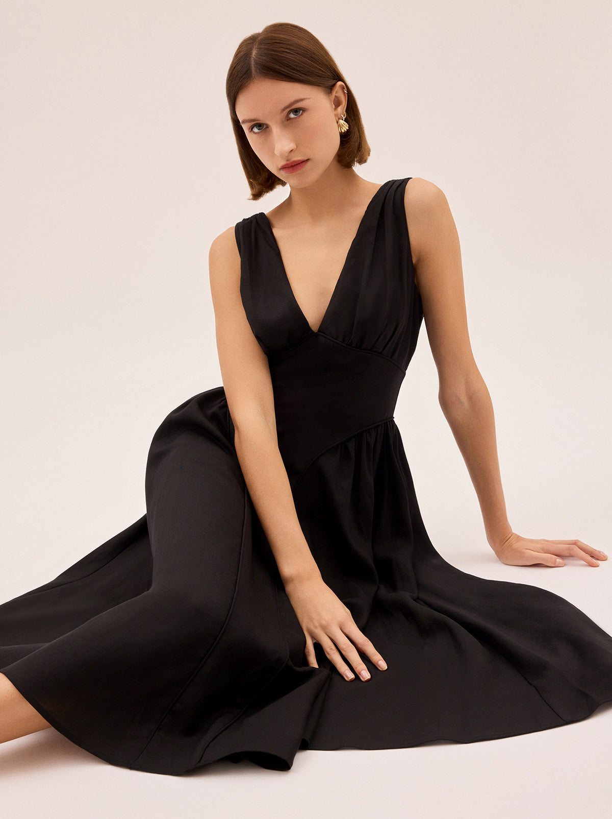 Laura Black Linen Blend Dress