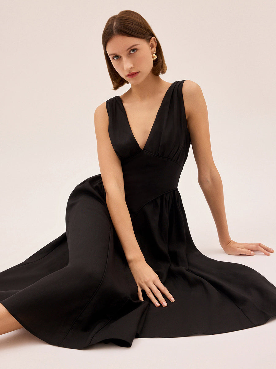 Laura Black Linen Blend Dress