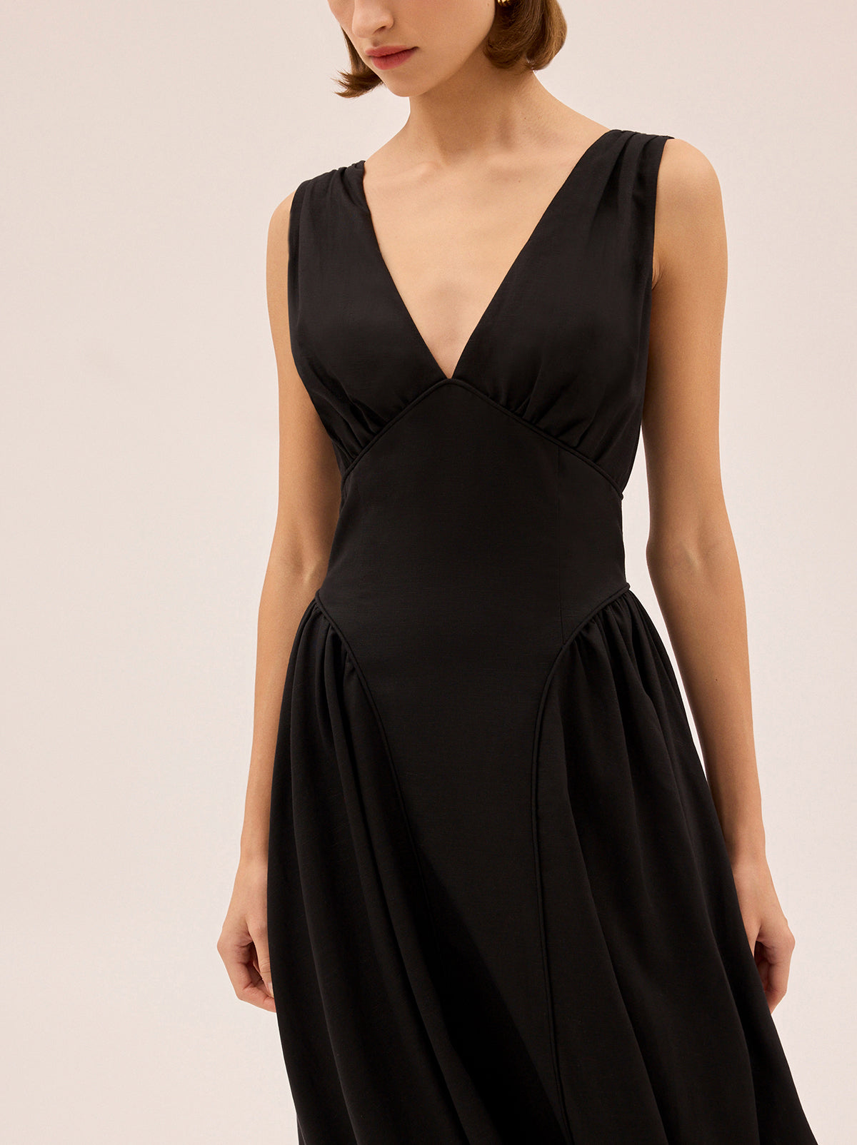 Laura Black Linen Blend Dress